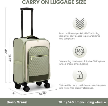 Underseat Carry On Luggage Airline Approved, 14 Inch Softside Suitcases with Wheels, Lightweight Spinner Carry on Suitcase with TSA Lock Weekender