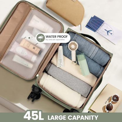 Underseat Carry On Luggage Airline Approved, 14 Inch Softside Suitcases with Wheels, Lightweight Spinner Carry on Suitcase with TSA Lock Weekender