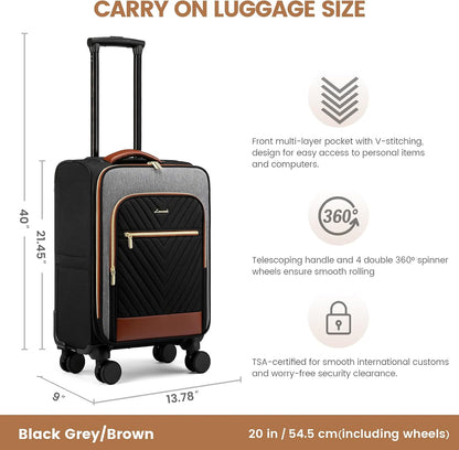 Underseat Carry On Luggage Airline Approved, 14 Inch Softside Suitcases with Wheels, Lightweight Spinner Carry on Suitcase with TSA Lock Weekender