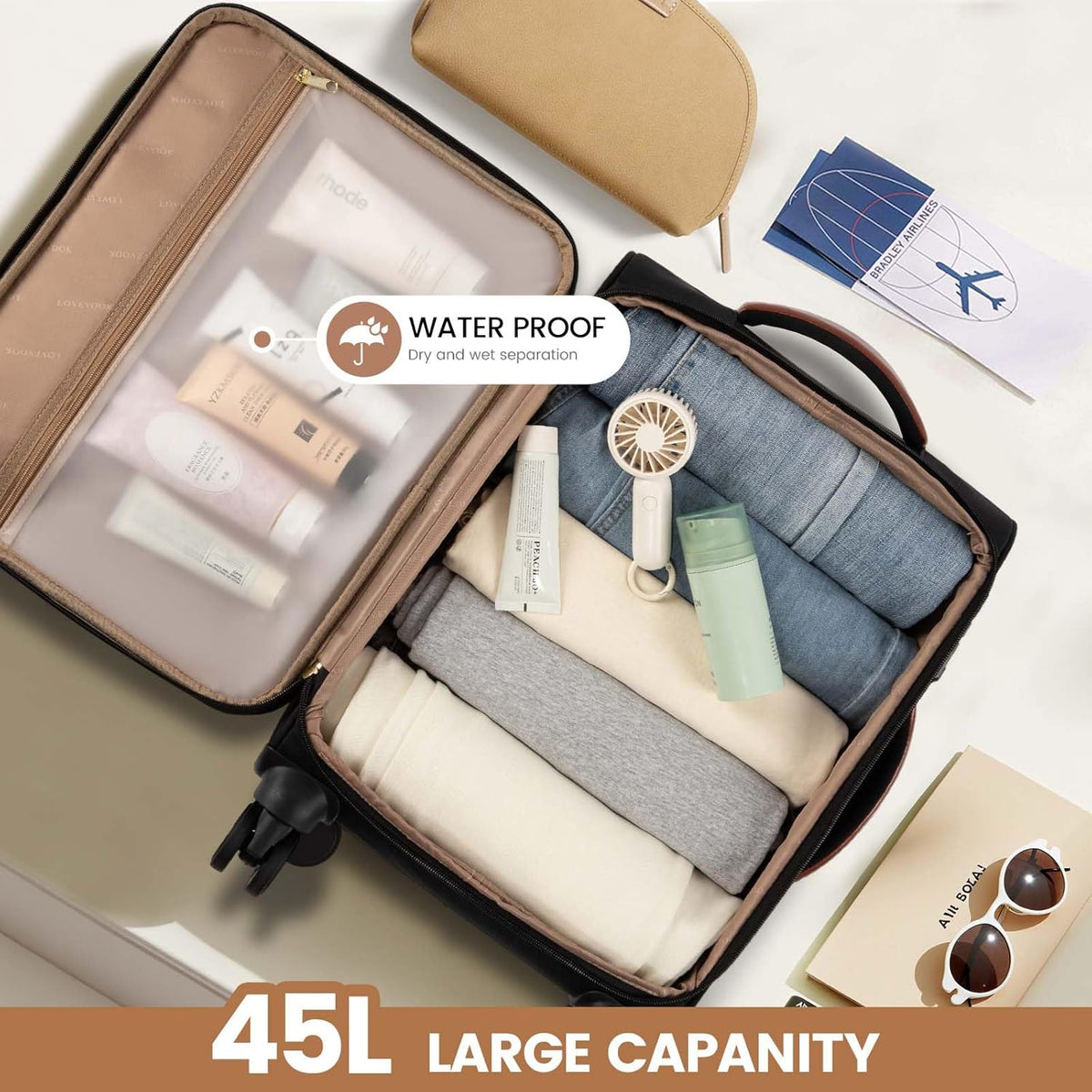 Underseat Carry On Luggage Airline Approved, 14 Inch Softside Suitcases with Wheels, Lightweight Spinner Carry on Suitcase with TSA Lock Weekender