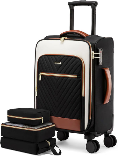 Underseat Carry On Luggage Airline Approved, 14 Inch Softside Suitcases with Wheels, Lightweight Spinner Carry on Suitcase with TSA Lock Weekender