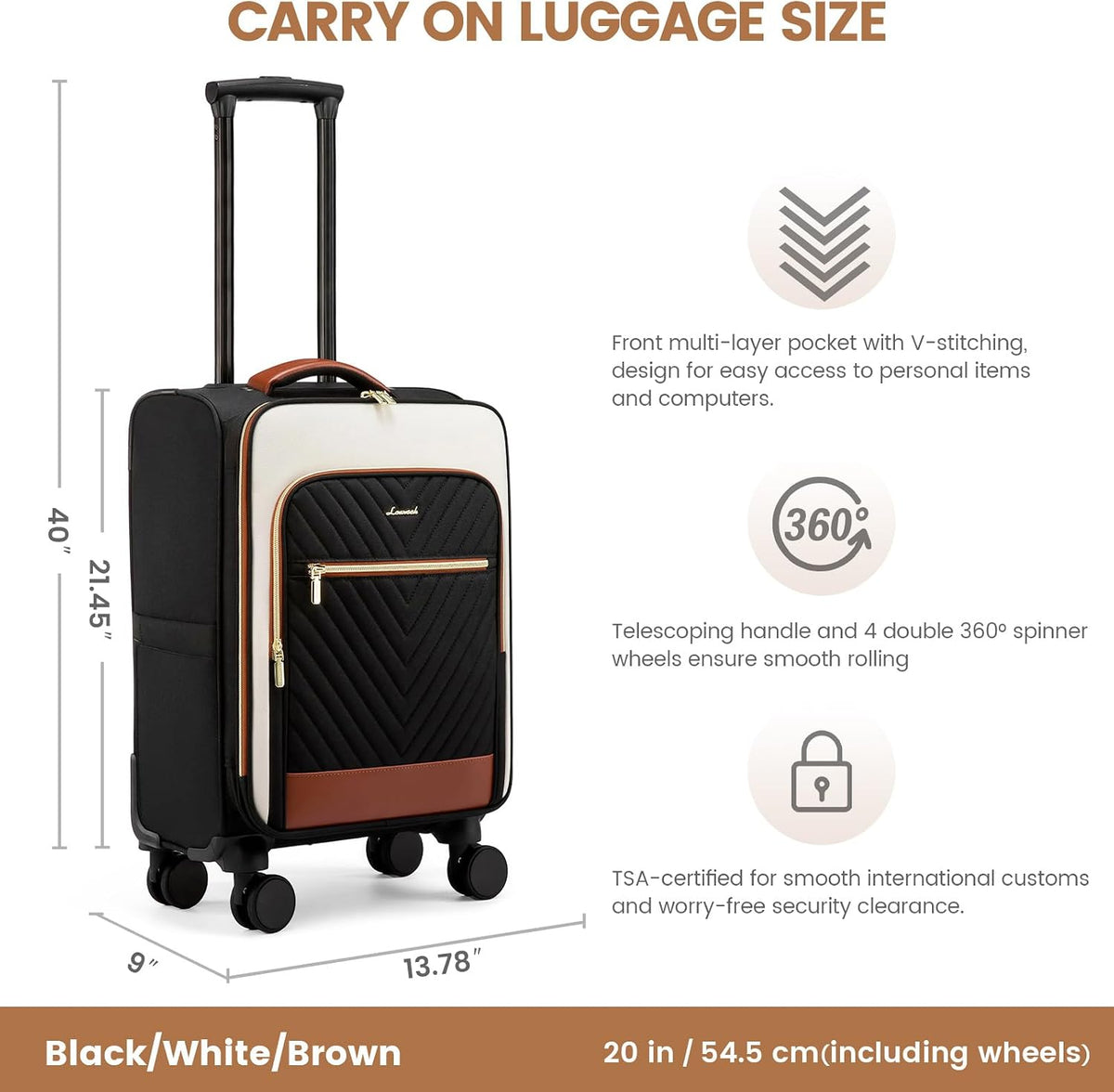 Underseat Carry On Luggage Airline Approved, 14 Inch Softside Suitcases with Wheels, Lightweight Spinner Carry on Suitcase with TSA Lock Weekender