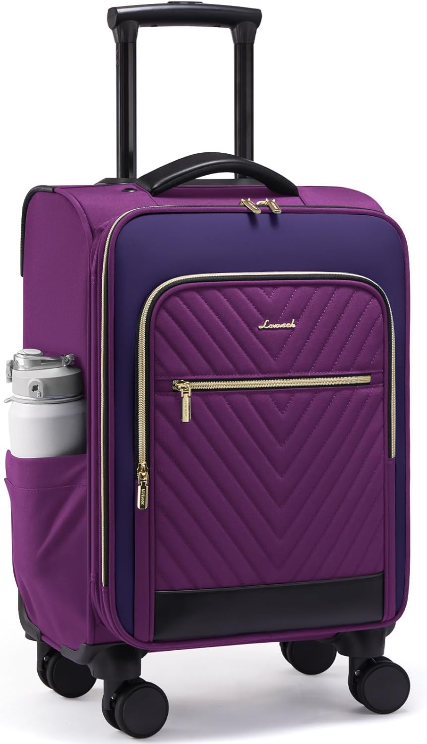 Underseat Carry On Luggage Airline Approved, 14 Inch Softside Suitcases with Wheels, Lightweight Spinner Carry on Suitcase with TSA Lock Weekender