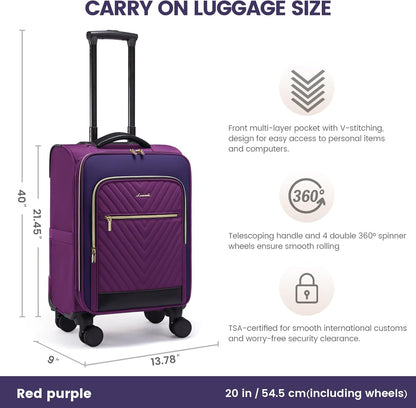 Underseat Carry On Luggage Airline Approved, 14 Inch Softside Suitcases with Wheels, Lightweight Spinner Carry on Suitcase with TSA Lock Weekender