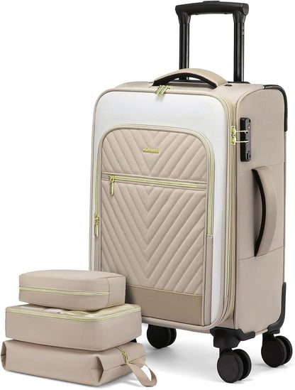 Underseat Carry On Luggage Airline Approved, 14 Inch Softside Suitcases with Wheels, Lightweight Spinner Carry on Suitcase with TSA Lock Weekender