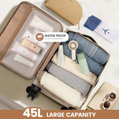 Underseat Carry On Luggage Airline Approved, 14 Inch Softside Suitcases with Wheels, Lightweight Spinner Carry on Suitcase with TSA Lock Weekender