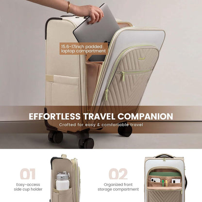 Underseat Carry On Luggage Airline Approved, 14 Inch Softside Suitcases with Wheels, Lightweight Spinner Carry on Suitcase with TSA Lock Weekender