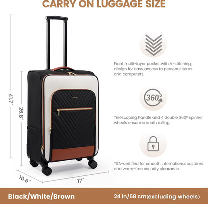 Underseat Carry On Luggage Airline Approved, 14 Inch Softside Suitcases with Wheels, Lightweight Spinner Carry on Suitcase with TSA Lock Weekender