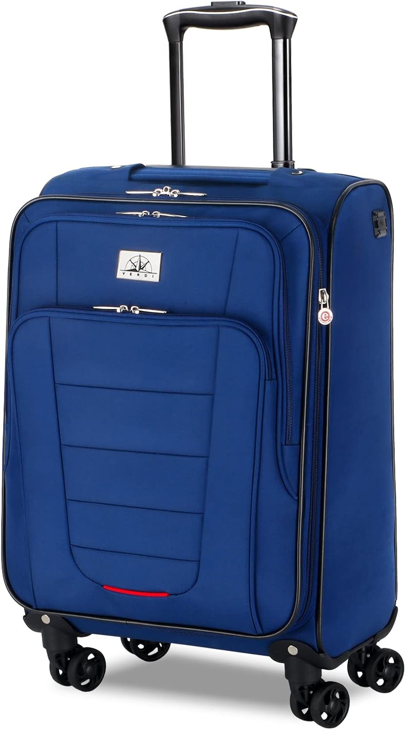 Verdi Travel Carry On Luggage with Spinner Wheels Softshell Lightweight Expandable 20 Inch Suitcase with USB Charging Port and 8-wheel Spinners Carryon Bag