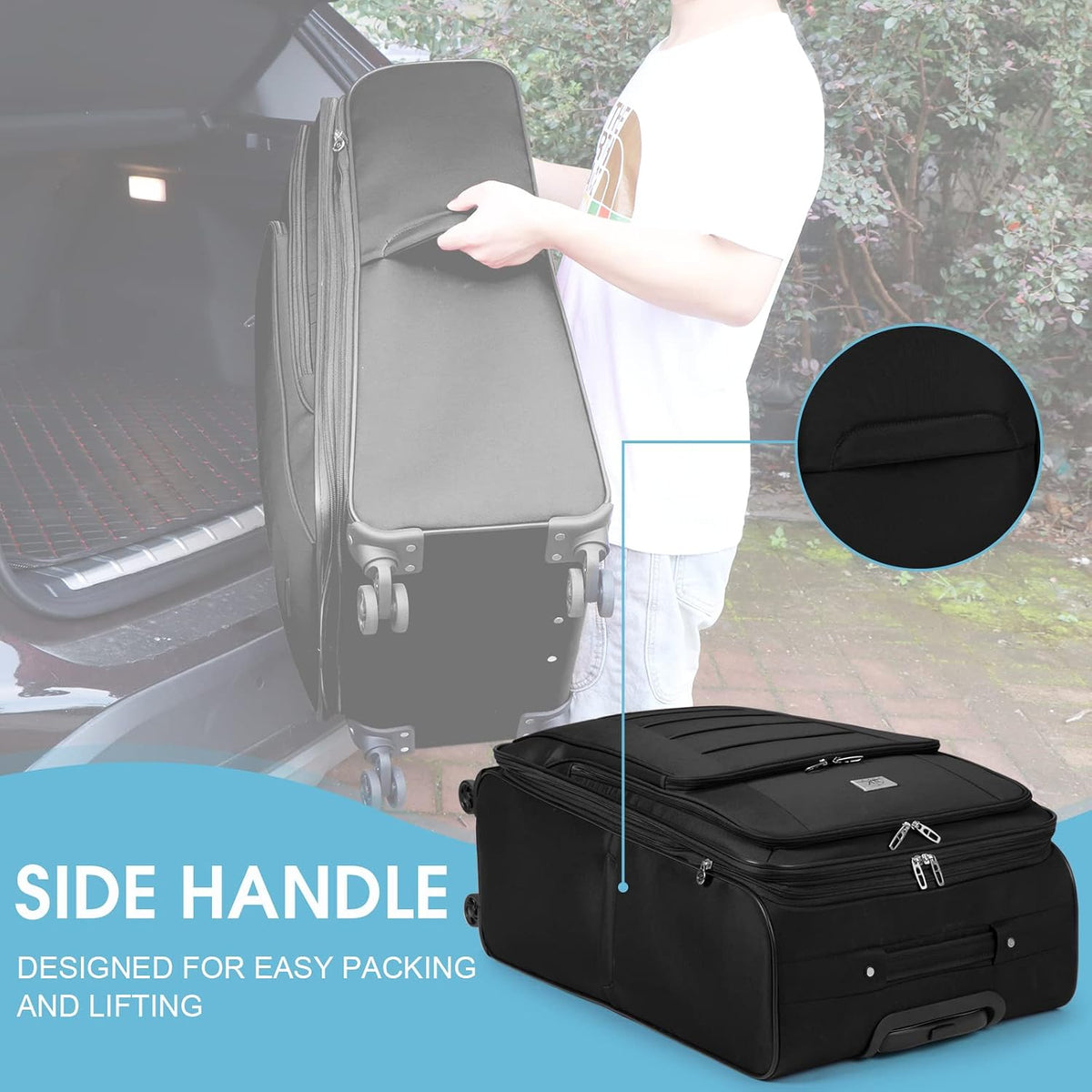 Verdi Travel Carry On Luggage with Spinner Wheels Softshell Lightweight Expandable 20 Inch Suitcase with USB Charging Port and 8-wheel Spinners Carryon Bag