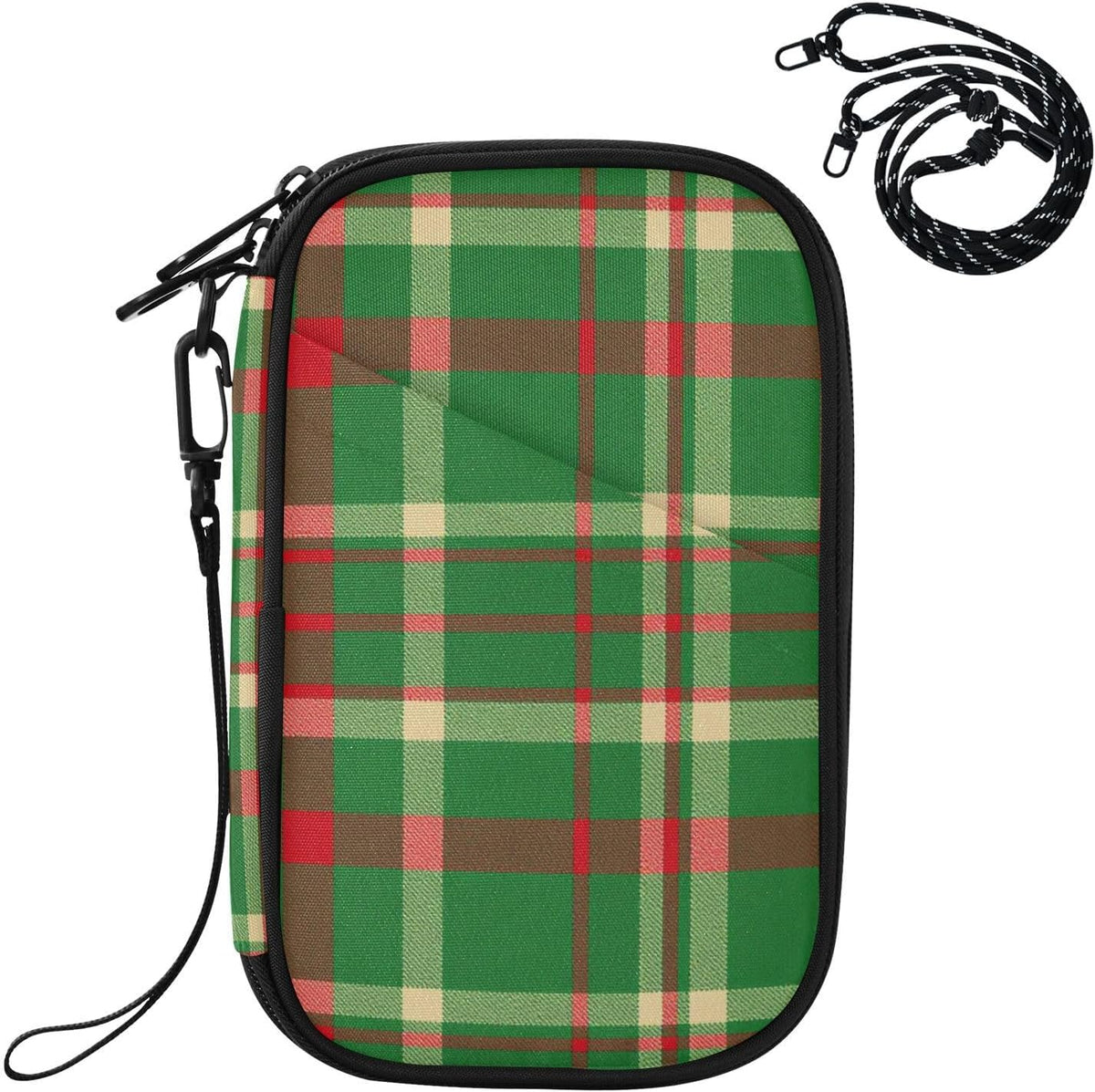 Multi-Slot Travel Document Organizer 8.26×5.51×1.18 In | Polyester Oxford Multi Pockets Multi-Way Carry for Adults Outdoor Green Red