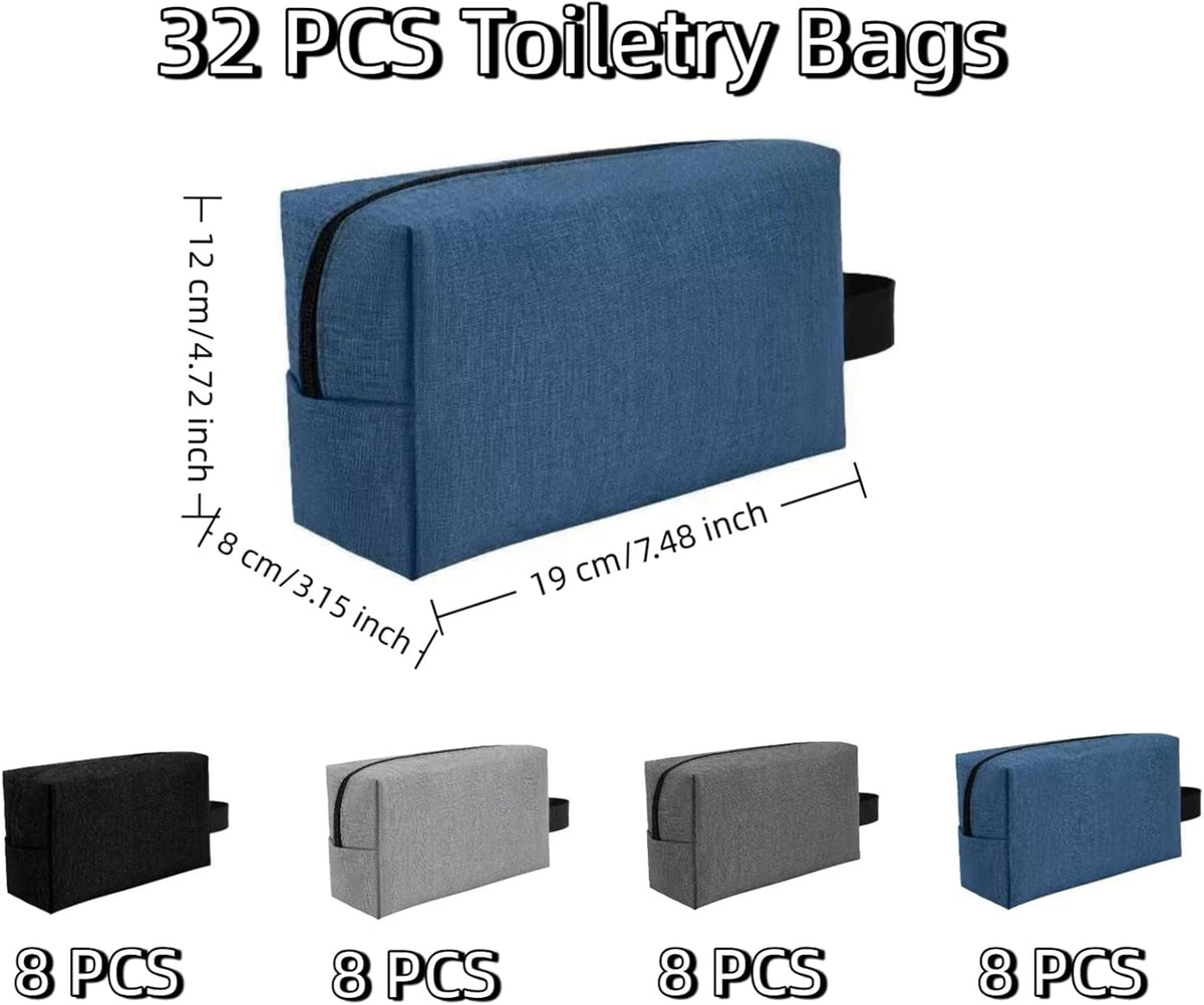 32 Pcs Travel Toiletry Bag for Men Women Bulk Large Water Resistant Shaving Bag Hanging Cosmetic Bag Makeup Travel Pouch Foldable Toiletry Organizer Gifts for Graduation Father's Day(32, Mixed Color)