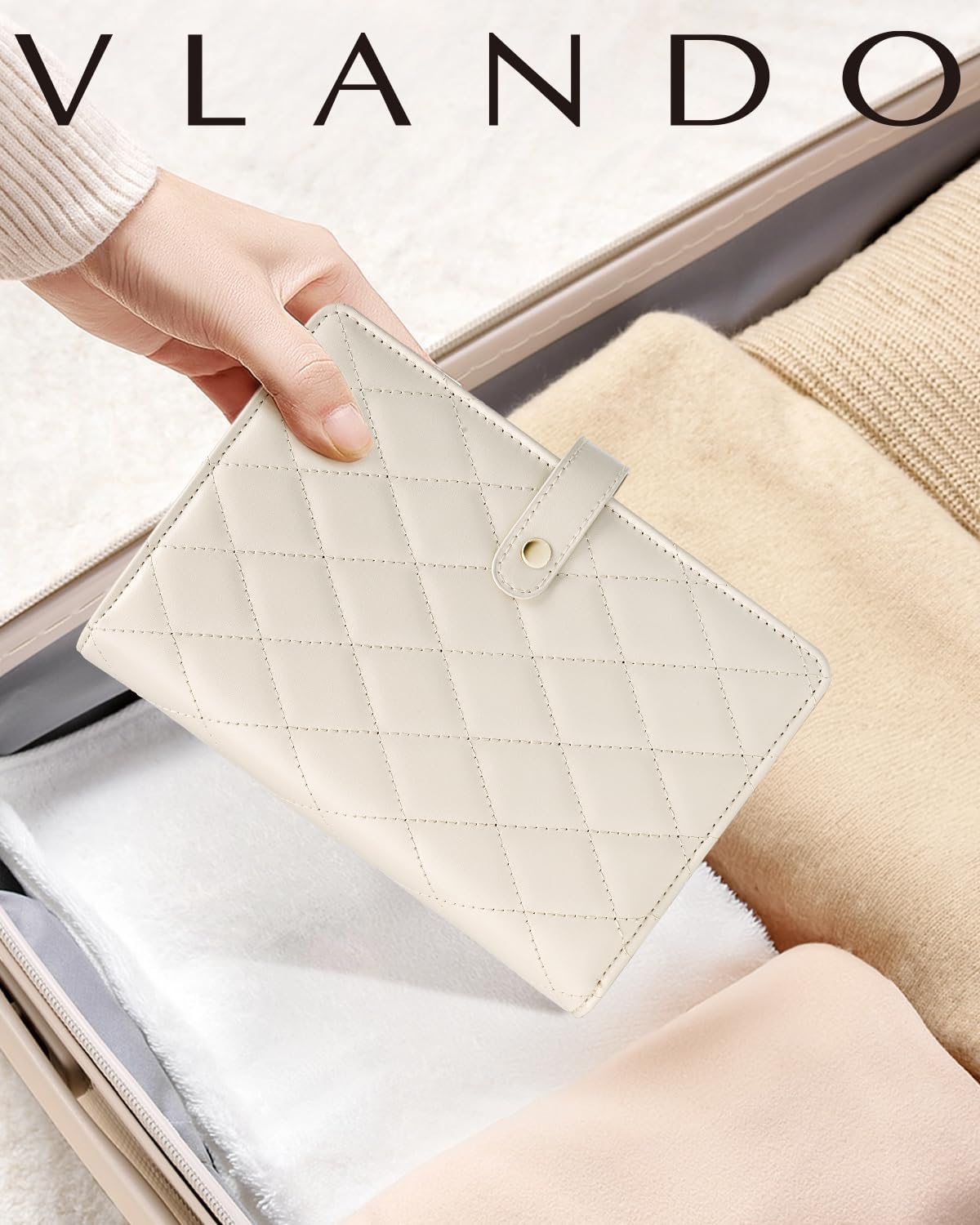 Travel Jewelry Organizer Case,Valentines Gift,Jewelry Storage Book Ring Binder with Clear Zipper Velvet Jewelry Pouches Bags for Rings,Necklace,Earrings-Cream White