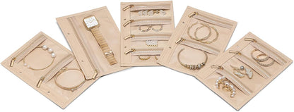Travel Jewelry Organizer Case,Valentines Gift,Jewelry Storage Book Ring Binder with Clear Zipper Velvet Jewelry Pouches Bags for Rings,Necklace,Earrings-Cream White