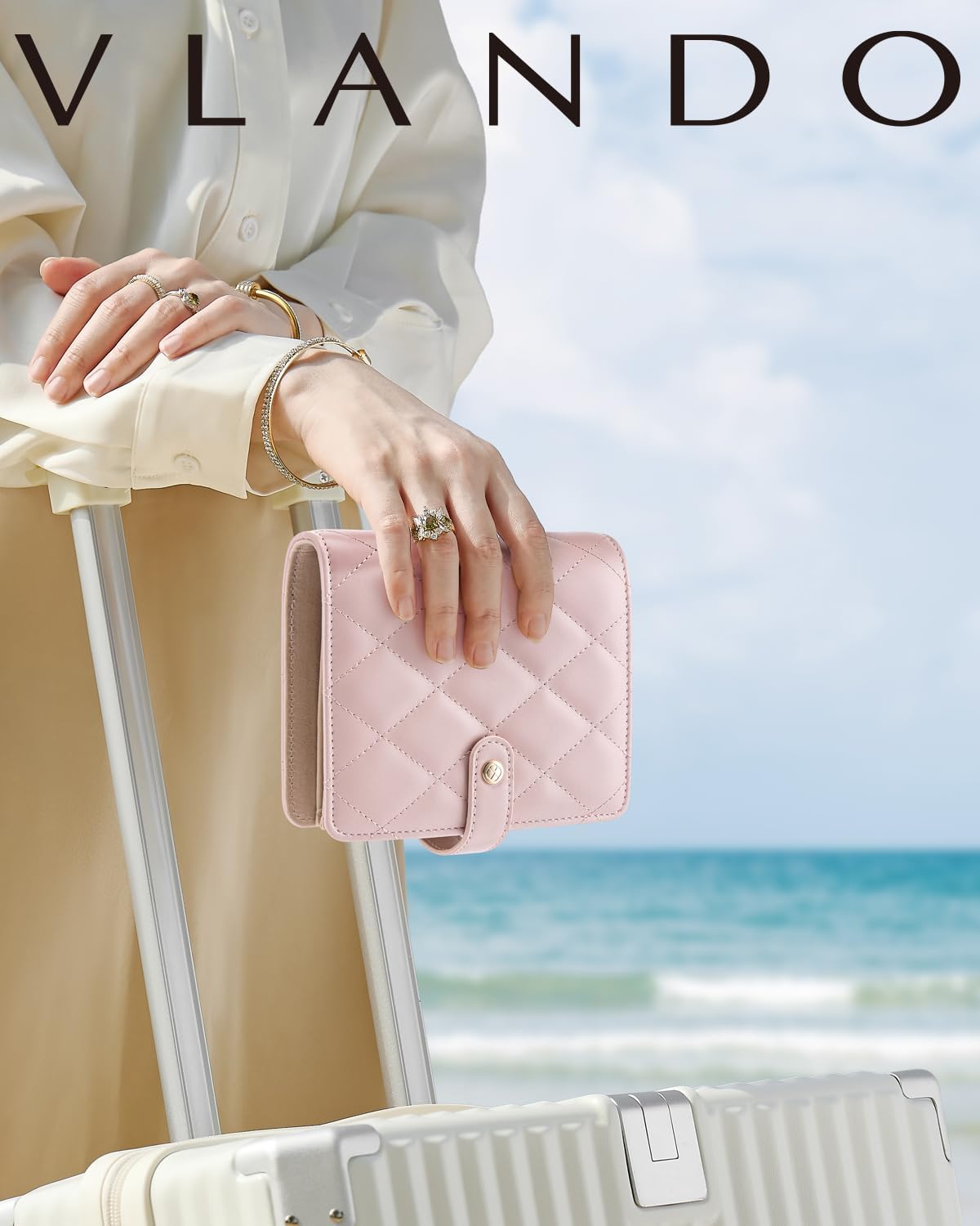 Travel Jewelry Organizer Case,Valentines Gift,Jewelry Storage Book Ring Binder with Clear Zipper Velvet Jewelry Pouches Bags for Rings,Necklace,Earrings-Cream White