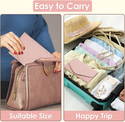 Travel Jewelry Organizer Bag Anti-Tangle Foldable Small Jewelry Roll Travel Case Accessory for Necklaces, Earrings, Rings, Bracelets, Watches, Pink