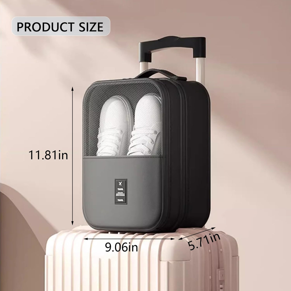 2 Pack Shoe Bags for Travel - Holds 3 Pair of Shoes, Portable Shoes Storage Bag Organizer, Travel Luggage Shoe Organizer for Women and Teenager (Black)