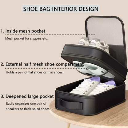 2 Pack Shoe Bags for Travel - Holds 3 Pair of Shoes, Portable Shoes Storage Bag Organizer, Travel Luggage Shoe Organizer for Women and Teenager (Black)