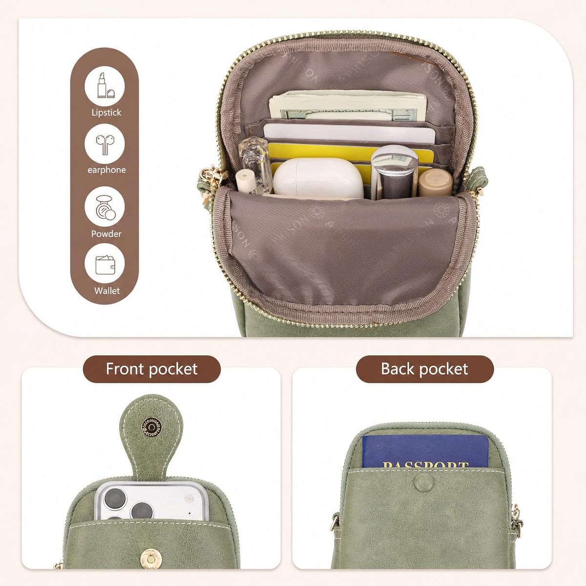 APHISON Small Crossbody Bags for Women, Lightweight Vegan Leather Cell Phone Purse, Cute Purses with Tassels