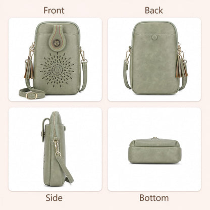 APHISON Small Crossbody Bags for Women, Lightweight Vegan Leather Cell Phone Purse, Cute Purses with Tassels