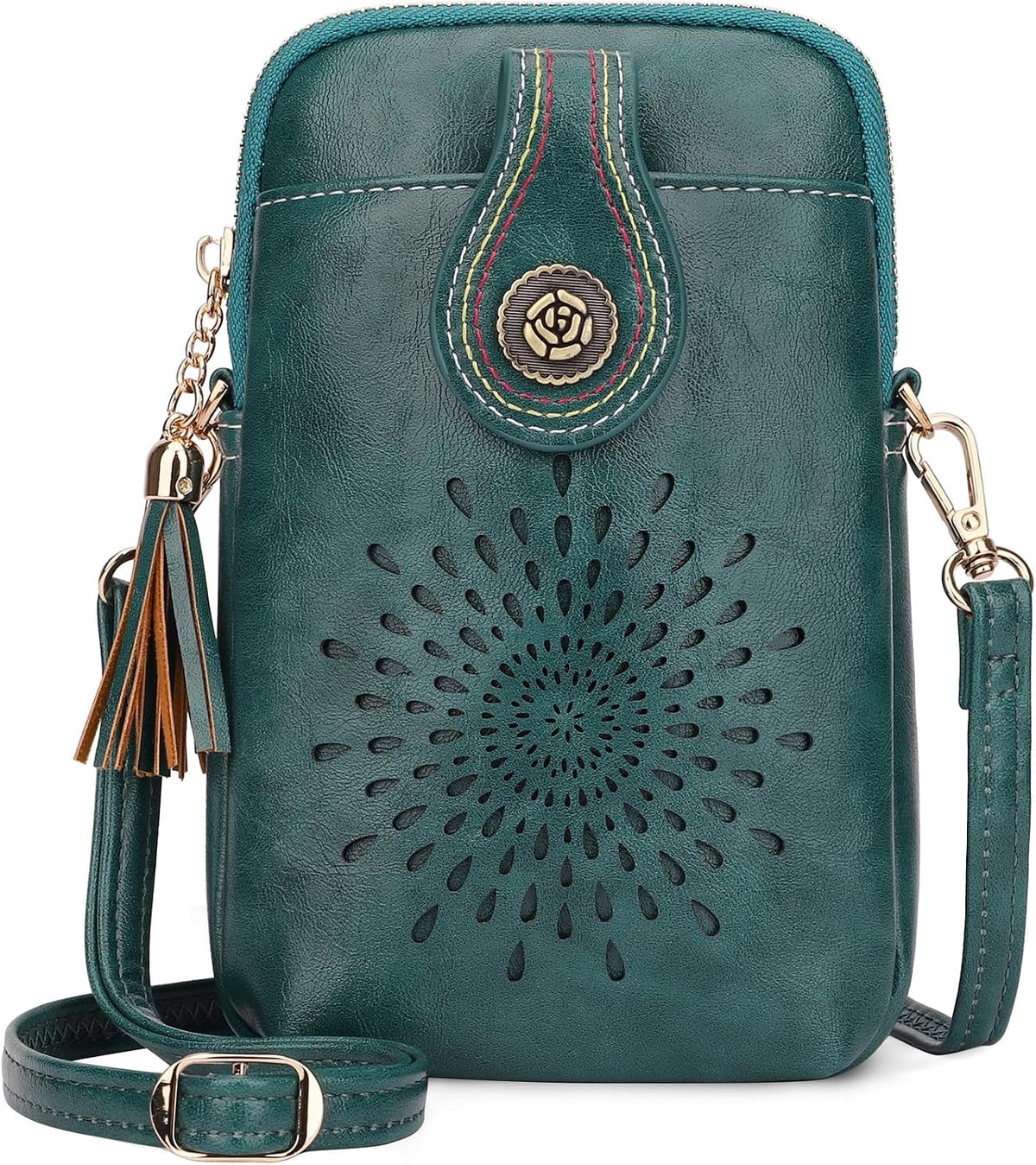 APHISON Small Crossbody Bags for Women, Lightweight Vegan Leather Cell Phone Purse, Cute Purses with Tassels