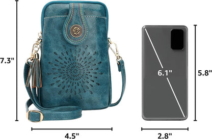 APHISON Small Crossbody Bags for Women, Lightweight Vegan Leather Cell Phone Purse, Cute Purses with Tassels