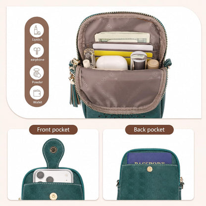 APHISON Small Crossbody Bags for Women, Lightweight Vegan Leather Cell Phone Purse, Cute Purses with Tassels