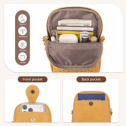 APHISON Small Crossbody Bags for Women, Lightweight Vegan Leather Cell Phone Purse, Cute Purses with Tassels