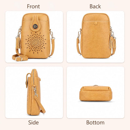 APHISON Small Crossbody Bags for Women, Lightweight Vegan Leather Cell Phone Purse, Cute Purses with Tassels