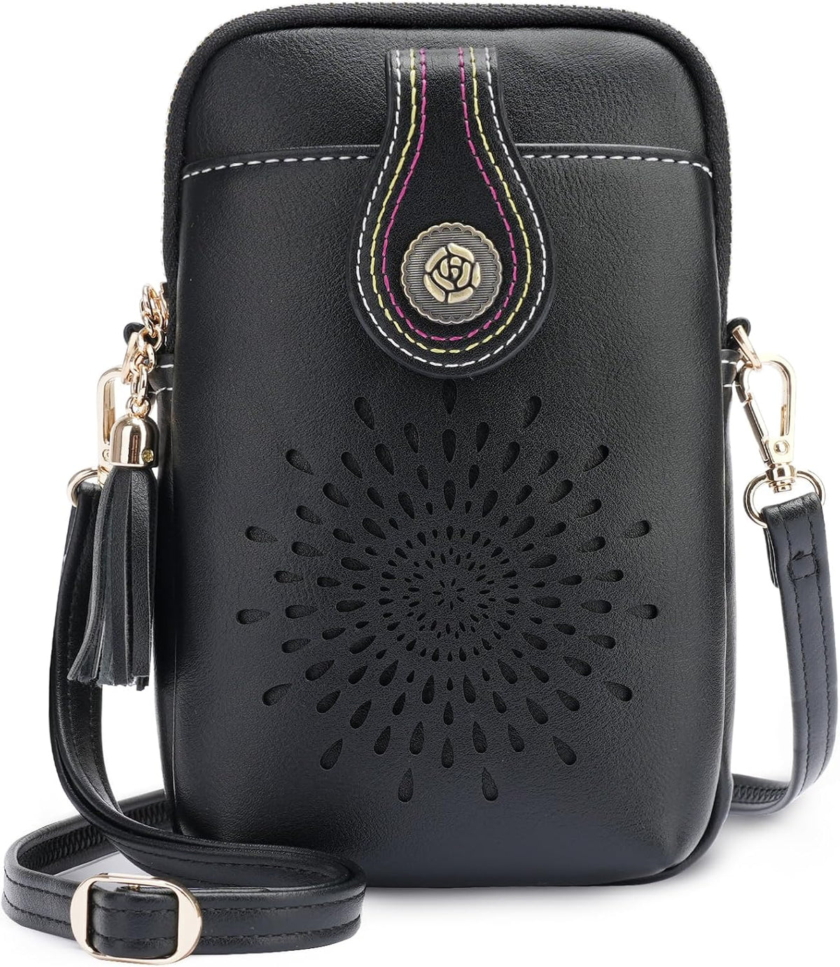 APHISON Small Crossbody Bags for Women, Lightweight Vegan Leather Cell Phone Purse, Cute Purses with Tassels