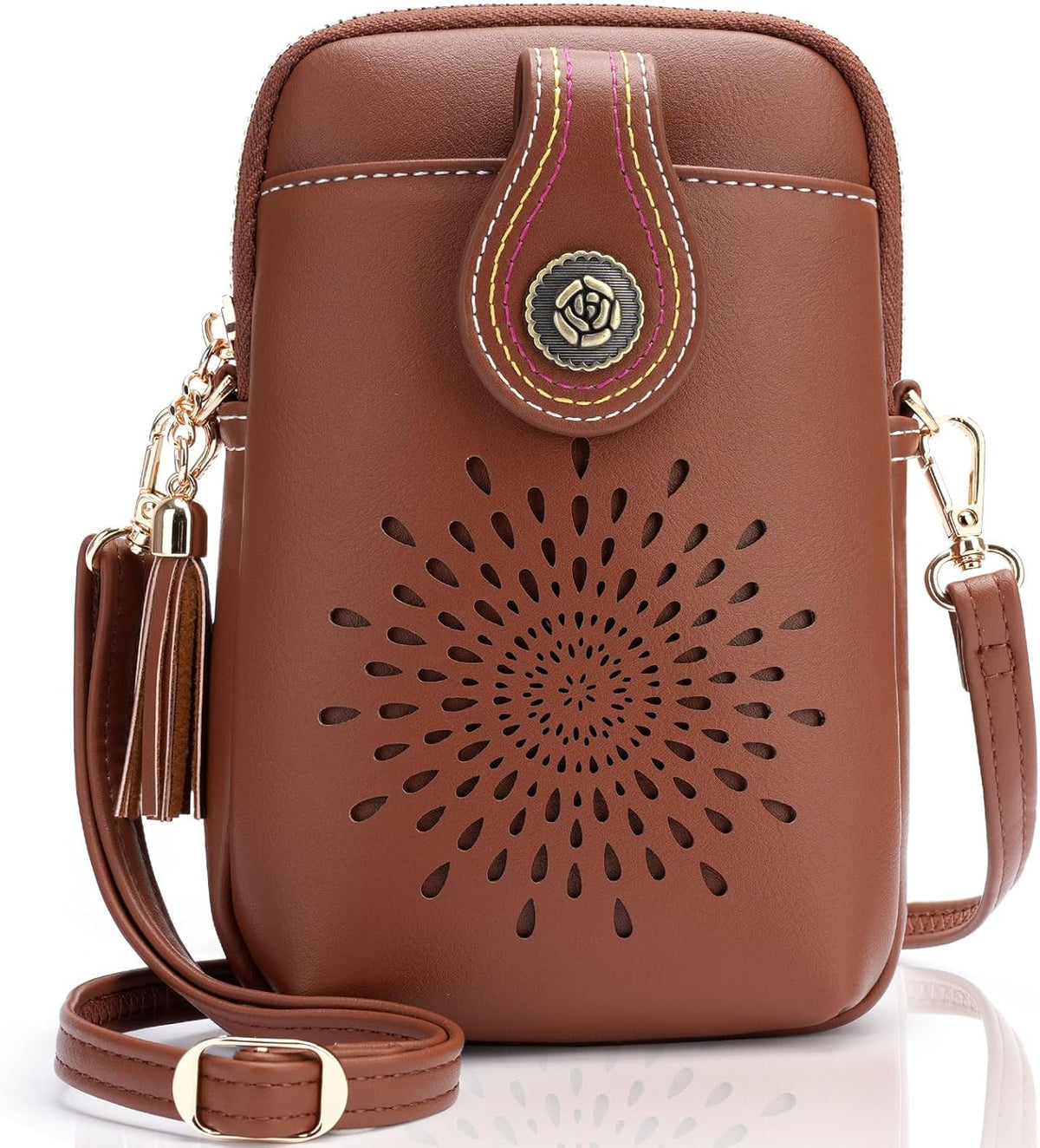 APHISON Small Crossbody Bags for Women, Lightweight Vegan Leather Cell Phone Purse, Cute Purses with Tassels