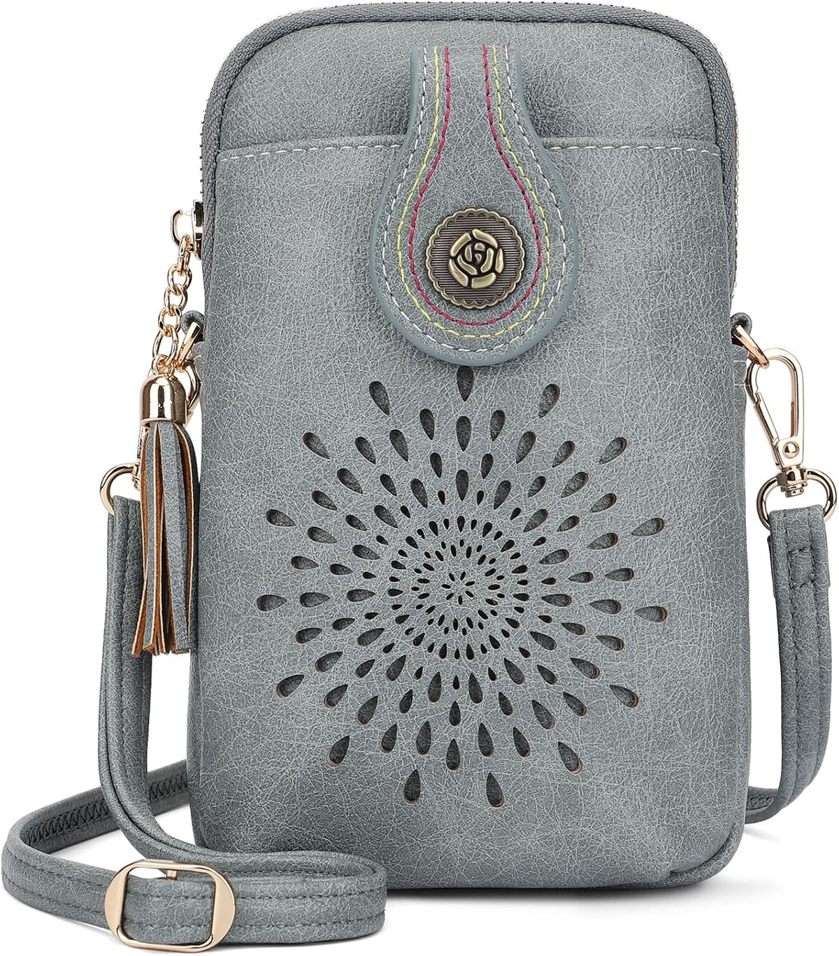 APHISON Small Crossbody Bags for Women, Lightweight Vegan Leather Cell Phone Purse, Cute Purses with Tassels