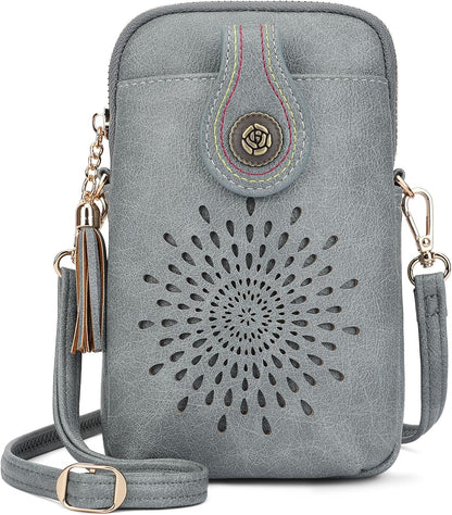 APHISON Small Crossbody Bags for Women, Lightweight Vegan Leather Cell Phone Purse, Cute Purses with Tassels