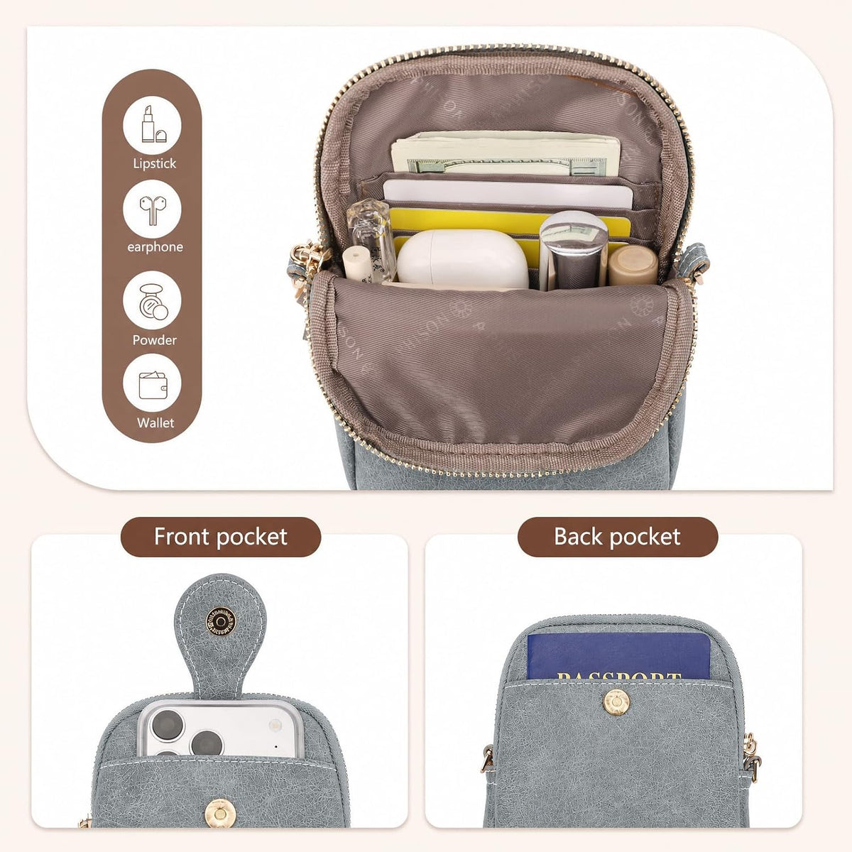 APHISON Small Crossbody Bags for Women, Lightweight Vegan Leather Cell Phone Purse, Cute Purses with Tassels