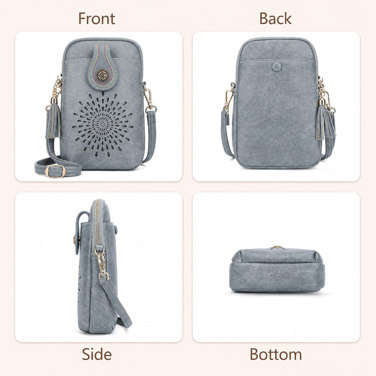 APHISON Small Crossbody Bags for Women, Lightweight Vegan Leather Cell Phone Purse, Cute Purses with Tassels