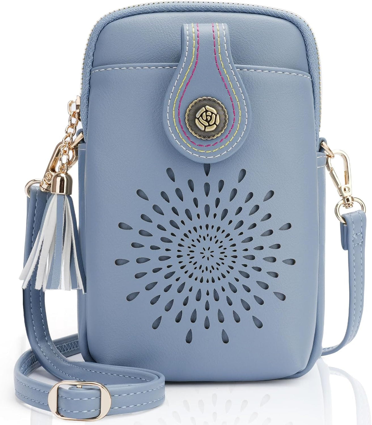 APHISON Small Crossbody Bags for Women, Lightweight Vegan Leather Cell Phone Purse, Cute Purses with Tassels