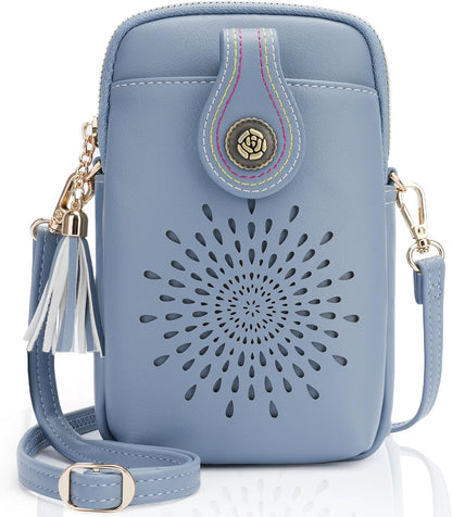 APHISON Small Crossbody Bags for Women, Lightweight Vegan Leather Cell Phone Purse, Cute Purses with Tassels