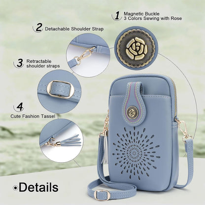 APHISON Small Crossbody Bags for Women, Lightweight Vegan Leather Cell Phone Purse, Cute Purses with Tassels