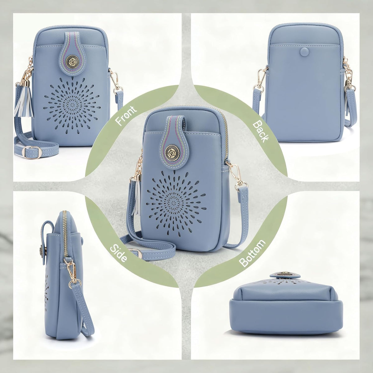 APHISON Small Crossbody Bags for Women, Lightweight Vegan Leather Cell Phone Purse, Cute Purses with Tassels