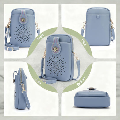 APHISON Small Crossbody Bags for Women, Lightweight Vegan Leather Cell Phone Purse, Cute Purses with Tassels