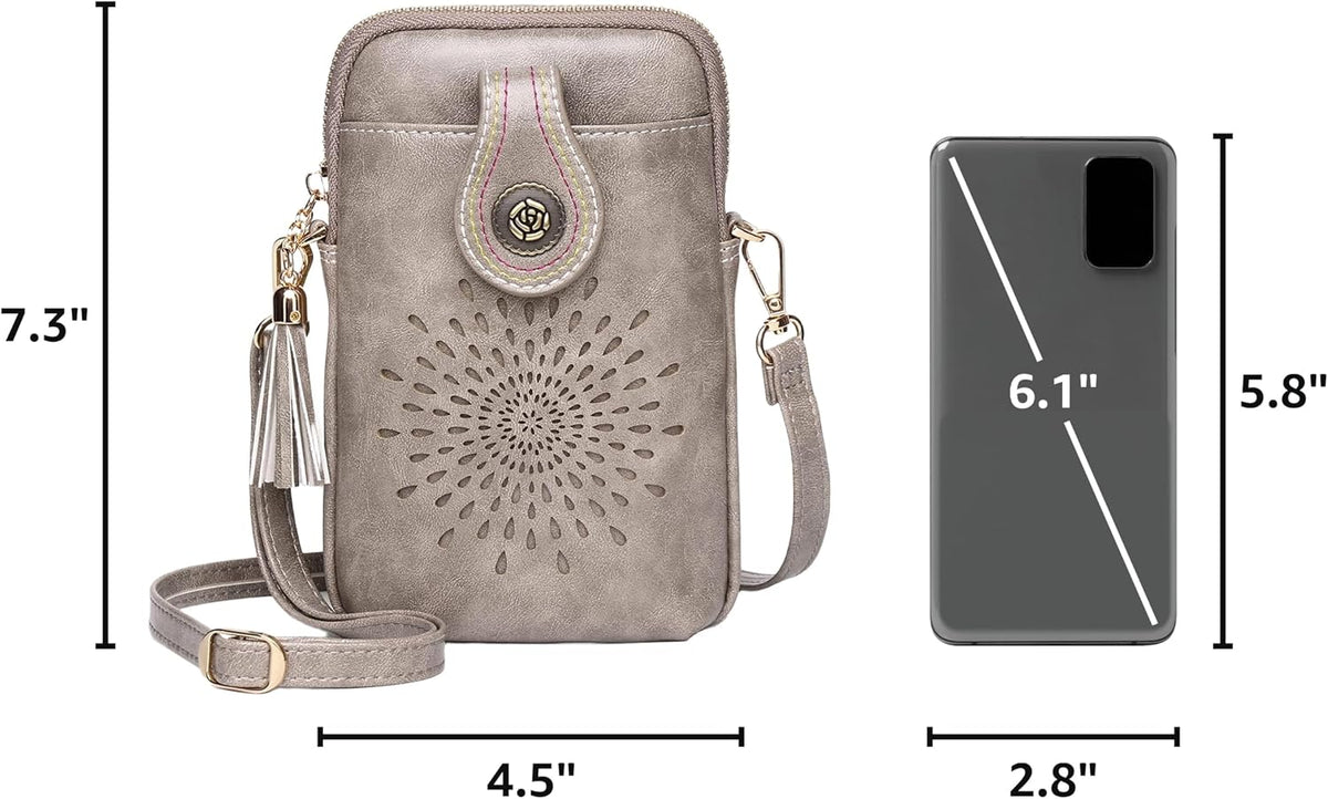 APHISON Small Crossbody Bags for Women, Lightweight Vegan Leather Cell Phone Purse, Cute Purses with Tassels