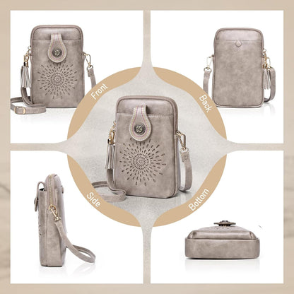 APHISON Small Crossbody Bags for Women, Lightweight Vegan Leather Cell Phone Purse, Cute Purses with Tassels