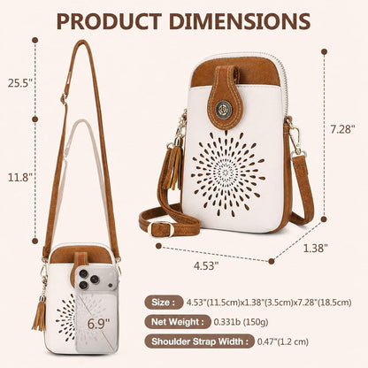 APHISON Small Crossbody Bags for Women, Lightweight Vegan Leather Cell Phone Purse, Cute Purses with Tassels