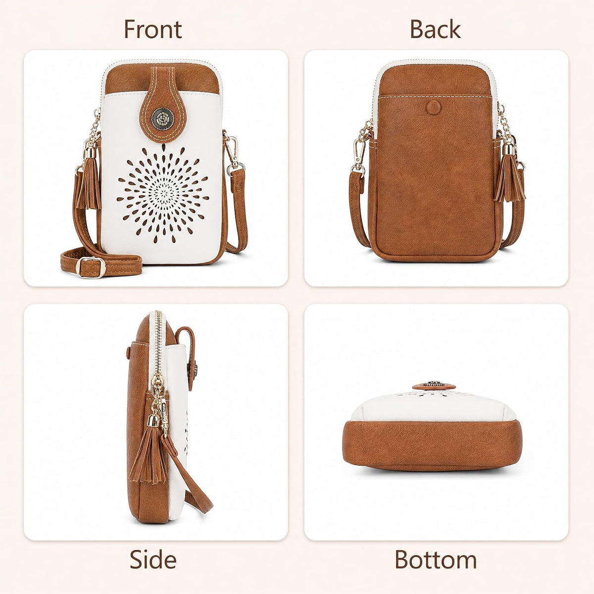 APHISON Small Crossbody Bags for Women, Lightweight Vegan Leather Cell Phone Purse, Cute Purses with Tassels