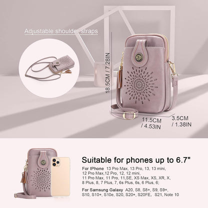 APHISON Small Crossbody Bags for Women, Lightweight Vegan Leather Cell Phone Purse, Cute Purses with Tassels