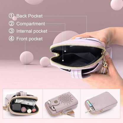 APHISON Small Crossbody Bags for Women, Lightweight Vegan Leather Cell Phone Purse, Cute Purses with Tassels