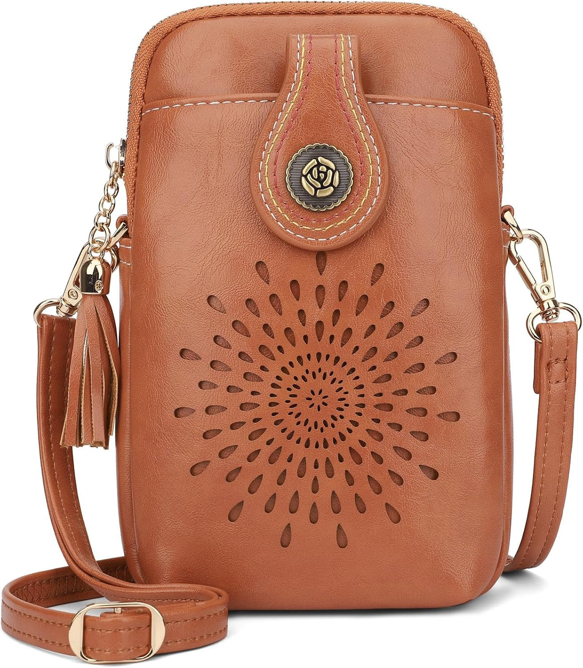 APHISON Small Crossbody Bags for Women, Lightweight Vegan Leather Cell Phone Purse, Cute Purses with Tassels