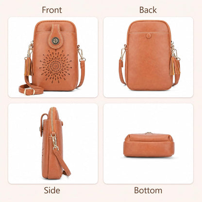 APHISON Small Crossbody Bags for Women, Lightweight Vegan Leather Cell Phone Purse, Cute Purses with Tassels