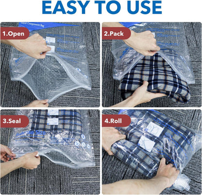 Vacuum Storage Bags, Space Saver Sealer Bags for Clothing, Pillows, Comforters, Blankets, Bedding, Travel, 12 Roll Bags, PA+PE Material