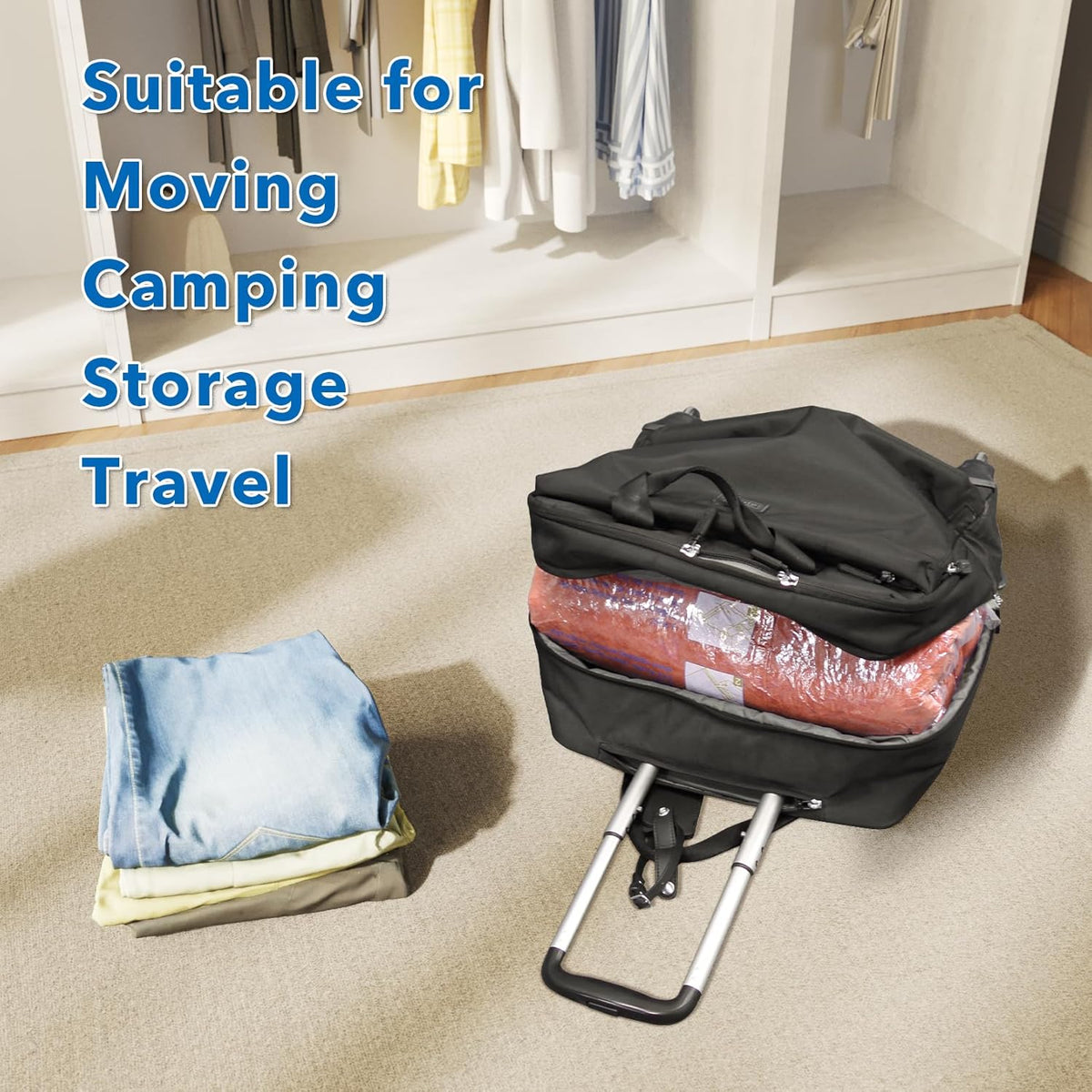 Vacuum Storage Bags, Space Saver Sealer Bags for Clothing, Pillows, Comforters, Blankets, Bedding, Travel, 12 Roll Bags, PA+PE Material